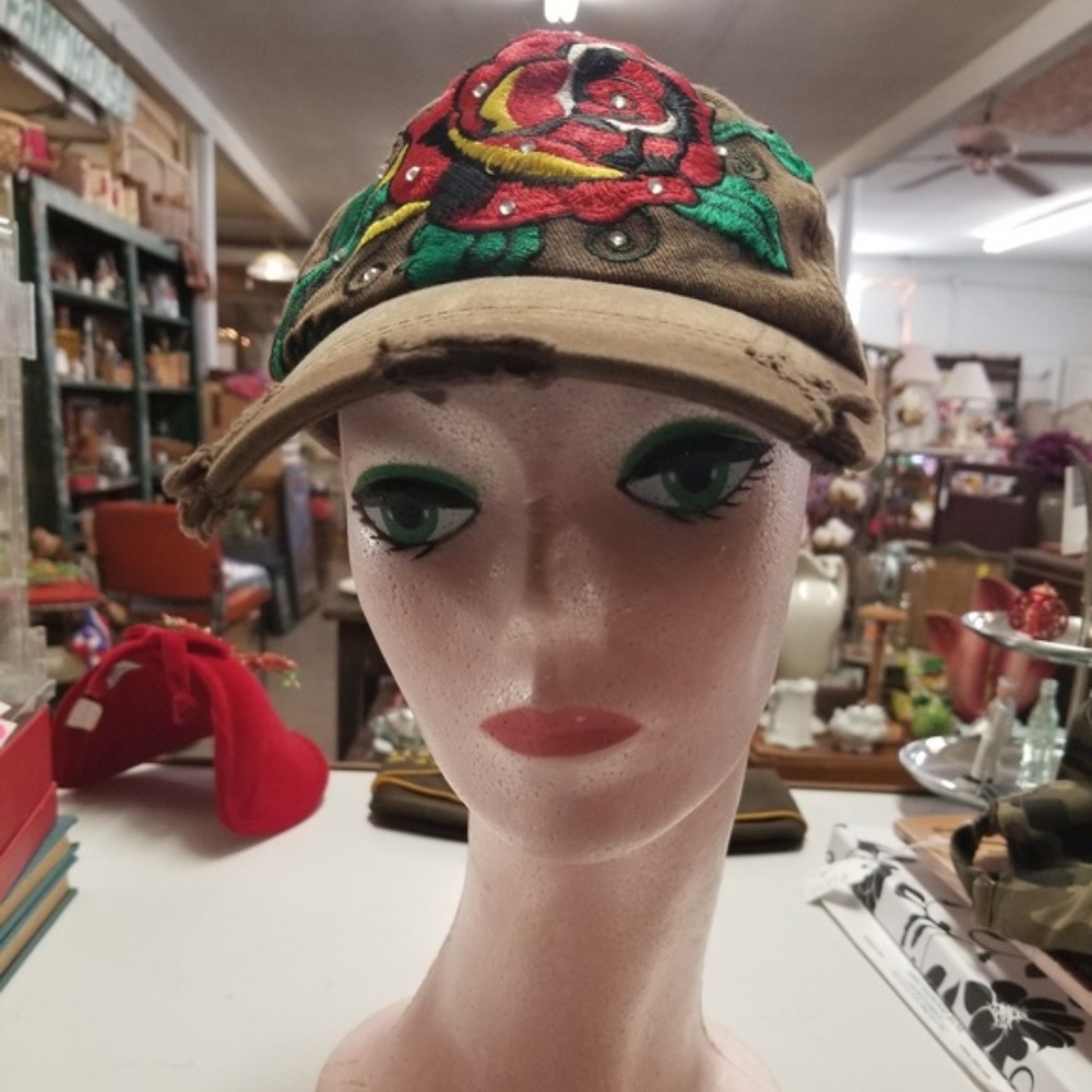 2/$20 Distressed Adjustable Rose Baseball Cap